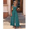 Ekouaer Womens Casual Jumpsuits Summer Boho Outfits Printed Smocked Wide Leg Vacation Jumper With Pockets S-XXL(Green Floral)