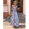 Ekouaer Womens Casual Jumpsuits Summer Boho Outfits Printed Smocked Wide Leg Vacation Jumper With Pockets S-XXL(Pink Black Floral)