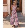 Ekouaer Womens Casual Jumpsuits Summer Boho Outfits Printed Smocked Wide Leg Vacation Jumper With Pockets S-XXL(Purple Pink Floral)