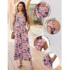 Ekouaer Womens Casual Jumpsuits Summer Boho Outfits Printed Smocked Wide Leg Vacation Jumper With Pockets S-XXL(Purple Pink Floral)