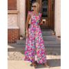 Ekouaer Womens Casual Jumpsuits Summer Boho Outfits Printed Smocked Wide Leg Vacation Jumper With Pockets S-XXL(Red Blue Floral)