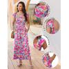 Ekouaer Womens Casual Jumpsuits Summer Boho Outfits Printed Smocked Wide Leg Vacation Jumper With Pockets S-XXL(Red Blue Floral)