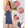 Ekouaer Womens Casual Jumpsuits Summer Boho Outfits Printed Smocked Wide Leg Vacation Jumper With Pockets S-XXL(Star Flag)