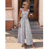 Ekouaer Womens Casual Jumpsuits Summer Boho Outfits Printed Smocked Wide Leg Vacation Jumper With Pockets S-XXL(White Red Floral)