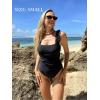 Ekouaer Women’s One Piece Swimsuits Square Neck Tummy Control Bathing Suit with Adjustable Ruffled Straps Swimwear(A- Black)