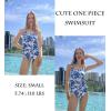 Ekouaer Women’s One Piece Swimsuits Square Neck Tummy Control Bathing Suit with Adjustable Ruffled Straps Swimwear(Blue & White Porcelain Floral)