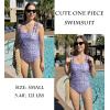 Ekouaer Women’s One Piece Swimsuits Square Neck Tummy Control Bathing Suit with Adjustable Ruffled Straps Swimwear(Purple Floral)