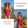 Ekouaer Women’s One Piece Swimsuits Square Neck Tummy Control Bathing Suit with Adjustable Ruffled Straps Swimwear(Red Floral)