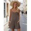 Ekouaer Womens Summer Casual Rompers 2026 Loose Sleeveless Overalls Adjustable Shorts Jumpsuits with Pockets Outfits(Brown)