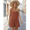 Ekouaer Womens Summer Casual Rompers 2026 Loose Sleeveless Overalls Adjustable Shorts Jumpsuits with Pockets Outfits(Caramel Brown)