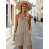 Ekouaer Womens Summer Casual Rompers 2026 Loose Sleeveless Overalls Adjustable Shorts Jumpsuits with Pockets Outfits(Khaki)