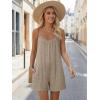 Ekouaer Womens Summer Casual Rompers 2026 Loose Sleeveless Overalls Adjustable Shorts Jumpsuits with Pockets Outfits(Khaki)