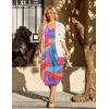 Ekouaer Women’s Swimsuit Beach Cover Up Dress Spaghetti Strap V Neck Swimwear A Line 2026 Bathing Suit Coverups with Pockets(Multicolor Leaves)