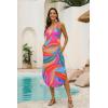 Ekouaer Women’s Swimsuit Beach Cover Up Dress Spaghetti Strap V Neck Swimwear A Line 2026 Bathing Suit Coverups with Pockets(Multicolor Leaves)