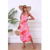 Ekouaer Women’s Swimsuit Beach Cover Up Dress Spaghetti Strap V Neck Swimwear A Line 2026 Bathing Suit Coverups with Pockets(Pink Floral)