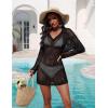 Ekouaer Womens Swimsuit Cover Ups Crochet Swim Coverup Knit Bathing Suit Knit Beach Vacation Outfits Swimwear(A Black)