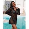 Ekouaer Womens Swimsuit Cover Ups Crochet Swim Coverup Knit Bathing Suit Knit Beach Vacation Outfits Swimwear(A Black)