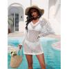 Ekouaer Womens Swimsuit Cover Ups Crochet Swim Coverup Knit Bathing Suit Knit Beach Vacation Outfits Swimwear(C White)