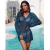 Ekouaer Womens Swimsuit Cover Ups Crochet Swim Coverup Knit Bathing Suit Knit Beach Vacation Outfits Swimwear(D Blue-green)