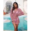 Ekouaer Womens Swimsuit Cover Ups Crochet Swim Coverup Knit Bathing Suit Knit Beach Vacation Outfits Swimwear(Hot Pink)