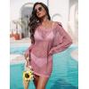 Ekouaer Womens Swimsuit Cover Ups Crochet Swim Coverup Knit Bathing Suit Knit Beach Vacation Outfits Swimwear(Hot Pink)