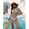 Ekouaer Womens Swimsuit Cover Ups Crochet Swim Coverup Knit Bathing Suit Knit Beach Vacation Outfits Swimwear(Khaki)
