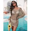 Ekouaer Womens Swimsuit Cover Ups Crochet Swim Coverup Knit Bathing Suit Knit Beach Vacation Outfits Swimwear(Khaki)