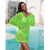 Ekouaer Womens Swimsuit Cover Ups Crochet Swim Coverup Knit Bathing Suit Knit Beach Vacation Outfits Swimwear(Lemon Green)