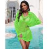 Ekouaer Womens Swimsuit Cover Ups Crochet Swim Coverup Knit Bathing Suit Knit Beach Vacation Outfits Swimwear(Lemon Green)