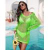 Ekouaer Womens Swimsuit Cover Ups Crochet Swim Coverup Knit Bathing Suit Knit Beach Vacation Outfits Swimwear(Lemon Green)