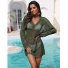 Ekouaer Womens Swimsuit Cover Ups Crochet Swim Coverup Knit Bathing Suit Knit Beach Vacation Outfits Swimwear(Military Green)