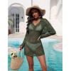 Ekouaer Womens Swimsuit Cover Ups Crochet Swim Coverup Knit Bathing Suit Knit Beach Vacation Outfits Swimwear(Military Green)