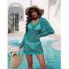 Ekouaer Womens Swimsuit Cover Ups Crochet Swim Coverup Knit Bathing Suit Knit Beach Vacation Outfits Swimwear(Mint Green)