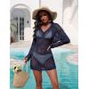 Ekouaer Womens Swimsuit Cover Ups Crochet Swim Coverup Knit Bathing Suit Knit Beach Vacation Outfits Swimwear(Navy Blue)