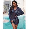 Ekouaer Womens Swimsuit Cover Ups Crochet Swim Coverup Knit Bathing Suit Knit Beach Vacation Outfits Swimwear(Navy Blue)