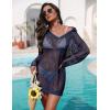 Ekouaer Womens Swimsuit Cover Ups Crochet Swim Coverup Knit Bathing Suit Knit Beach Vacation Outfits Swimwear(Navy Blue)