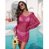 Ekouaer Womens Swimsuit Cover Ups Crochet Swim Coverup Knit Bathing Suit Knit Beach Vacation Outfits Swimwear(Rose Red)