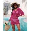 Ekouaer Womens Swimsuit Cover Ups Crochet Swim Coverup Knit Bathing Suit Knit Beach Vacation Outfits Swimwear(Rose Red)