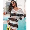 Ekouaer Womens Swimsuit Cover Ups Crochet Swim Coverup Knit Bathing Suit Knit Beach Vacation Outfits Swimwear(Stripe Black and White)