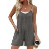 Ekouaer Womens Summer Casual Rompers 2026 Loose Sleeveless Overalls Adjustable Shorts Jumpsuits with Pockets Outfits(Dark Grey)