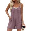Ekouaer Womens Summer Casual Rompers 2026 Loose Sleeveless Overalls Adjustable Shorts Jumpsuits with Pockets Outfits(Fuchsia)