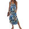 Ekouaer Women’s Swimsuit Beach Cover Up Dress Spaghetti Strap V Neck Swimwear A Line 2026 Bathing Suit Coverups with Pockets(Big Leaves)