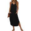 Ekouaer Women’s Swimsuit Beach Cover Up Dress Spaghetti Strap V Neck Swimwear A Line 2026 Bathing Suit Coverups with Pockets(Black)