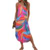 Ekouaer Women’s Swimsuit Beach Cover Up Dress Spaghetti Strap V Neck Swimwear A Line 2026 Bathing Suit Coverups with Pockets(Multicolor Leaves)