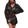 Ekouaer Womens Swimsuit Cover Ups Crochet Swim Coverup Knit Bathing Suit Knit Beach Vacation Outfits Swimwear(A Black)