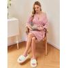 Ekouaer Waffle Robes for Women Bathrobe Lightweight Knee Length 3/4 Sleeve Knit Bath Robes Female Loungewear with Pockets(Misty Rose)