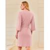 Ekouaer Waffle Robes for Women Bathrobe Lightweight Knee Length 3/4 Sleeve Knit Bath Robes Female Loungewear with Pockets(Misty Rose)