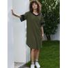 Ekouaer Nightgowns for Women Cotton Night Gown Short Sleeve Sleepwear V Neck Color Block Sleep Shirts Ladies Night Shirts(A_army Green)