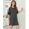 Ekouaer Nightgowns for Women Cotton Night Gown Short Sleeve Sleepwear V Neck Color Block Sleep Shirts Ladies Night Shirts(A_dark Grey)