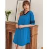 Ekouaer Nightgowns for Women Cotton Night Gown Short Sleeve Sleepwear V Neck Color Block Sleep Shirts Ladies Night Shirts(A_light Blue)